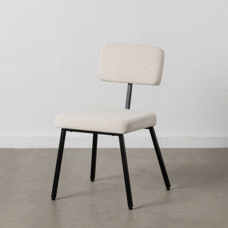 Scaune in Stil Scandinav - Scaune dining moderne crem cu șezut gros și structură metalică