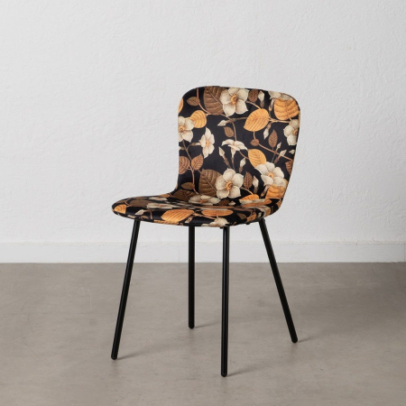 Scaune in Stil Modern - Scaune cu imprimeu floral, fundal închis și picioare metalice