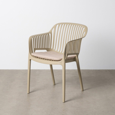 Scaune - Set 4 scaune bej din polipropilenă cu brațe pentru exterior