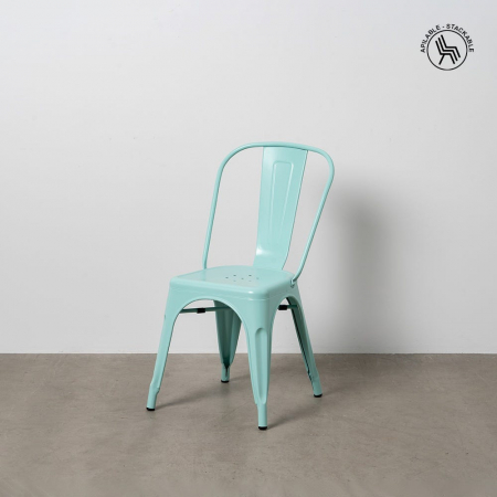 Scaune Stivuibile - Scaune metalice turquoise stil Tolix – set 4 bucăți, robuste și stivuibile