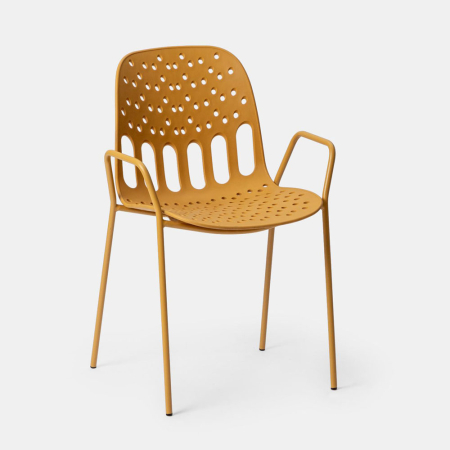 Scaune in Stil Minimalist - Set 4 scaune stivuibile de dining grădină și HORECA din polipropilenă galben mustar