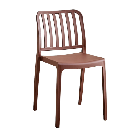 Mobilier Gradina in Stil Boho - Set 4 scaune stivuibile de dining grădină și HORECA din polipropilenă maro