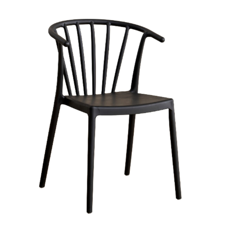 Nordic - Set 4 scaune stivuibile de dining grădină și HORECA din polipropilenă negru
