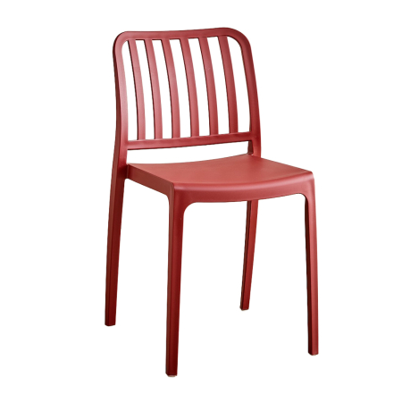 Mobilier Gradina in Stil Boho - Set 4 scaune stivuibile de dining grădină și HORECA din polipropilenă roșu bordeaux