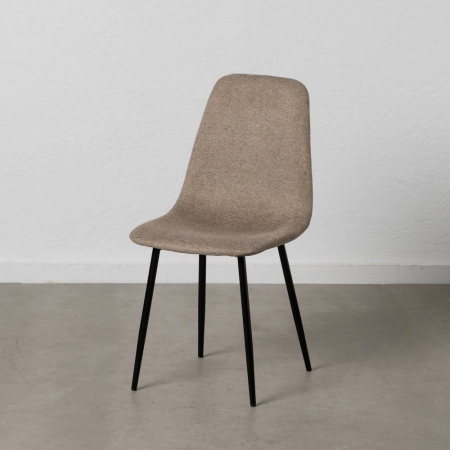 Scaune in Stil Contemporan - Scaune bej texturate, design scandinav ergonomic – set 4 bucăți, picioare negre