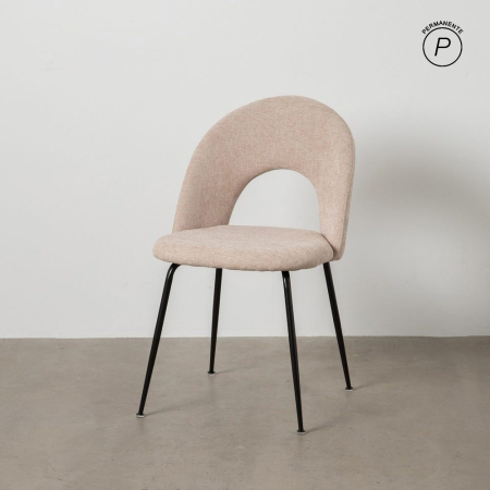 Scaune in Stil Modern - Scaune bej cu tapițerie texturată și picioare negre – set 4 bucăți, stil scandinav