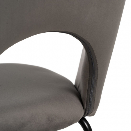 Scaune catifea gri închis cu picioare metalice negre – set 4 bucăți, stil modern [11]