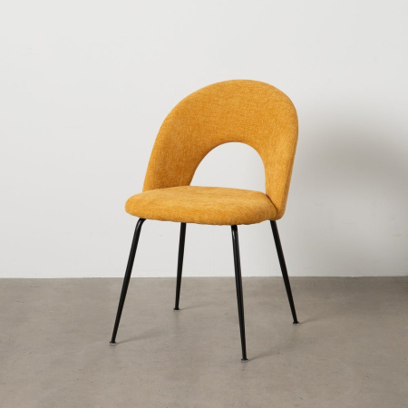 Scaune in Stil Modern - Scaune galben muștar cu tapițerie textilă – set 4 bucăți, design curbat