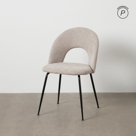 Scaune in Stil Modern - Scaune gri deschis cu tapițerie textilă și design curbat – set 4 bucăți