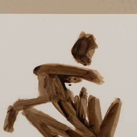 Set 4 tablouri boho figurative pictate manual, 44x50cm, maro-bej, lemn ayous și sticlă [6]