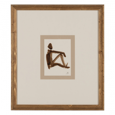 Set 4 tablouri boho figurative pictate manual, 44x50cm, maro-bej, lemn ayous și sticlă [3]