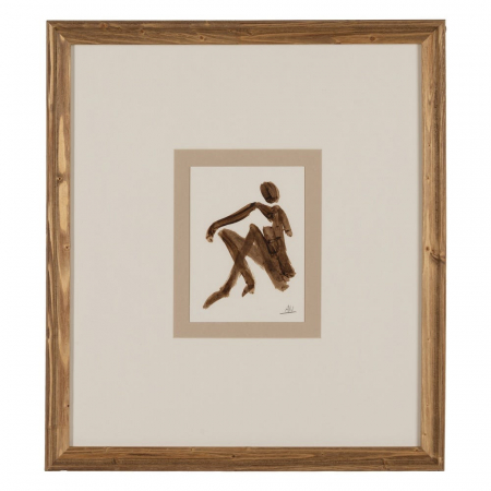 Set 4 tablouri boho figurative pictate manual, 44x50cm, maro-bej, lemn ayous și sticlă [4]