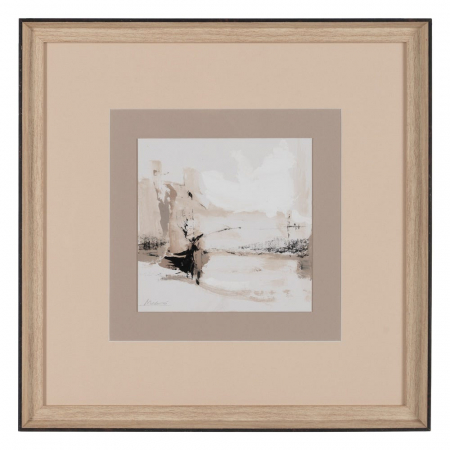Set 4 tablouri japandi bej-crem pictate manual, sticlă și lemn ayous 40x40 cm [2]
