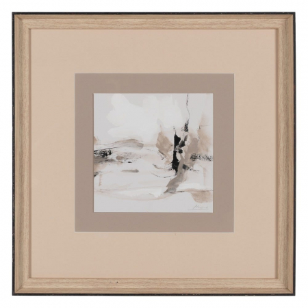 Set 4 tablouri japandi bej-crem pictate manual, sticlă și lemn ayous 40x40 cm [3]