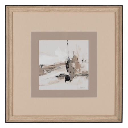Set 4 tablouri japandi bej-crem pictate manual, sticlă și lemn ayous 40x40 cm [4]