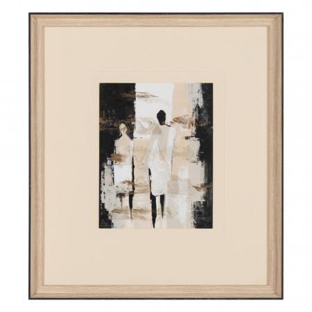 Set 4 tablouri verticale japandi bej-crem pictate manual, 44x50cm, lemn ayous și sticlă [4]