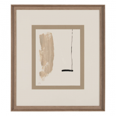 Set 4 tablouri japandi abstracte pictate manual, 44x50cm, crem-bej-negru, lemn ayous și sticlă [2]