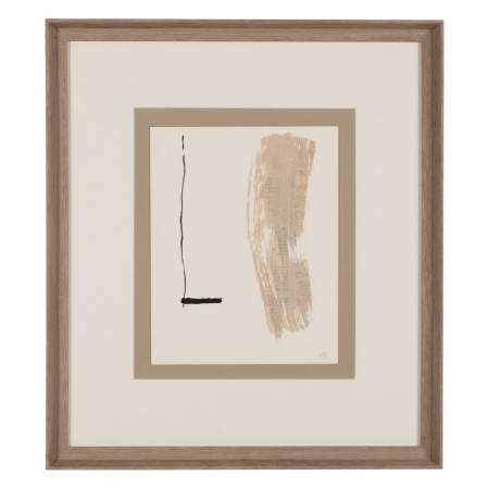 Set 4 tablouri japandi abstracte pictate manual, 44x50cm, crem-bej-negru, lemn ayous și sticlă [1]