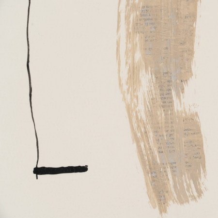 Set 4 tablouri japandi abstracte pictate manual, 44x50cm, crem-bej-negru, lemn ayous și sticlă [6]