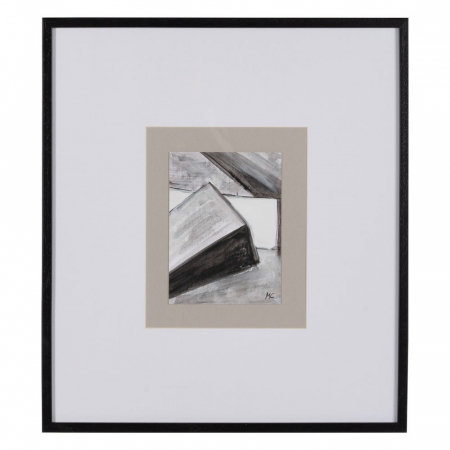 Set 4 tablouri moderne monocrome pictate manual, 44x50cm, sticlă și ramă neagră ayous [2]