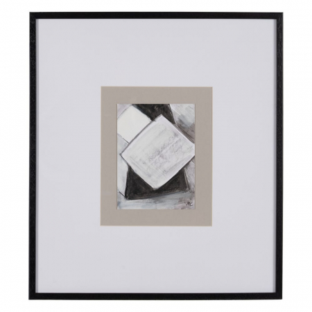 Set 4 tablouri moderne monocrome pictate manual, 44x50cm, sticlă și ramă neagră ayous [3]