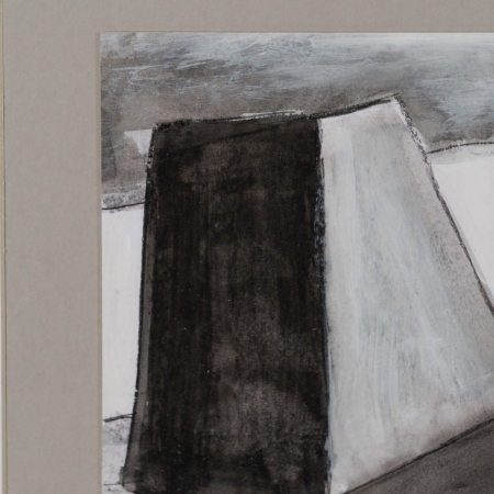 Set 4 tablouri moderne monocrome pictate manual, 44x50cm, sticlă și ramă neagră ayous [6]