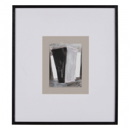 Set 4 tablouri moderne monocrome pictate manual, 44x50cm, sticlă și ramă neagră ayous [4]