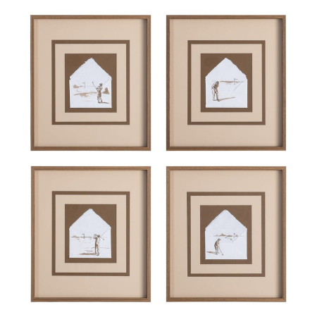 Decoratiuni perete - Set de tablouri cu jucatori de golf in sepia