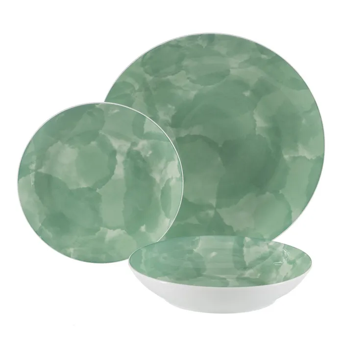Set 6 Farfurii Adanci Verzi | Portelan Premium | Vesela Moderna [1]