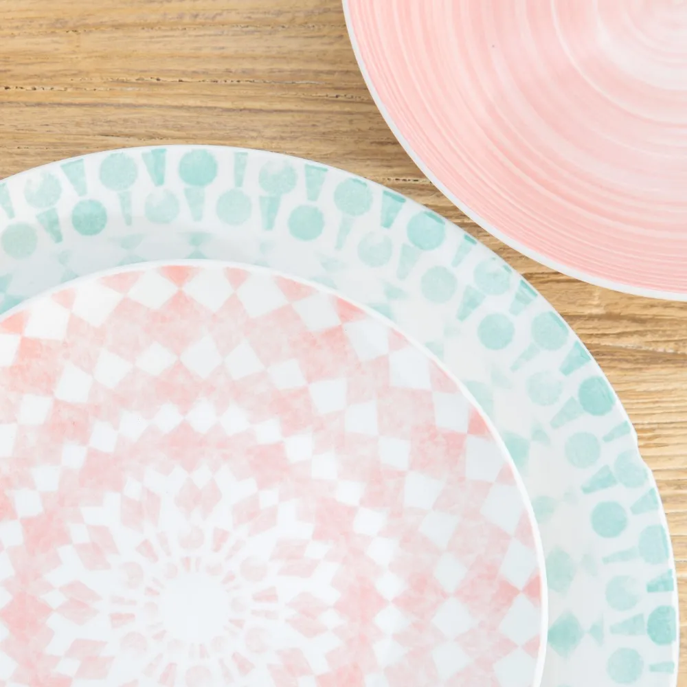 Set 6 Farfurii Aperitiv Pink-White, Portelan Roz - CreativDeco.ro [5]