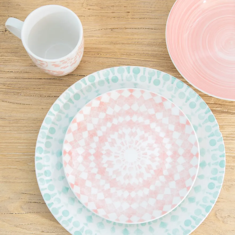 Set 6 Farfurii Aperitiv Pink-White, Portelan Roz - CreativDeco.ro [4]