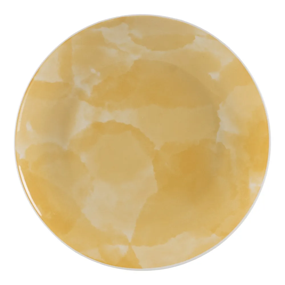 Servirea mesei - Set 6 Farfurii Desert Galben Mustar | Portelan Fin | Vesela