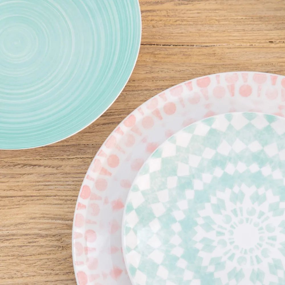 Set 6 Farfurii Intinse Pink-White, Portelan Roz - CreativDeco.ro [5]