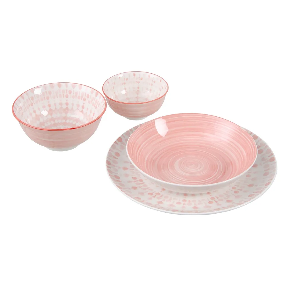 Set 6 Farfurii Supa Pink-White, Portelan Roz - CreativDeco.ro [2]