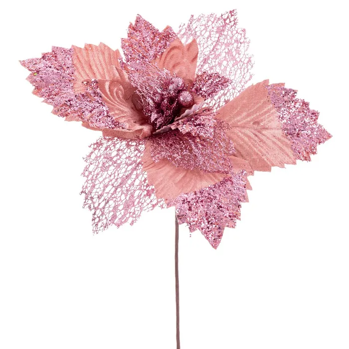 Obiecte decorative - Flori Decorative Roz CreativDeco - Accente Colorate pentru Craciun