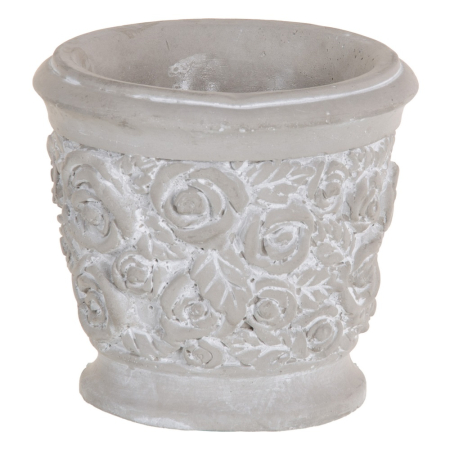 Ghivece, Vase Exterior - Set 6 ghivece decorative din ciment cu model floral, buză evazată