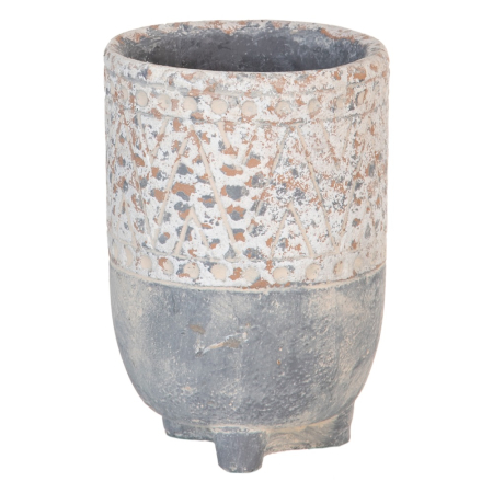 Ghivece, Vase Exterior - Set 6 ghivece decorative din ciment cu model geometric antichizat