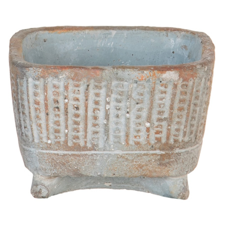 Ghivece, Vase Exterior - Set 6 ghivece decorative pătrate din ciment cu striații verticale