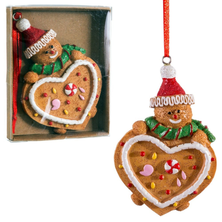 Craciun - Globuri pentru brad inimă turtă dulce cu omuleț set 6