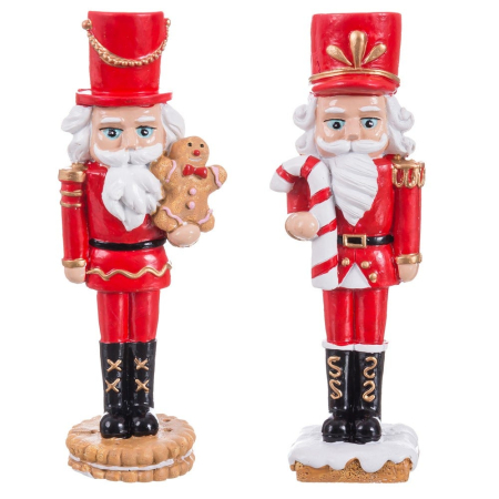Craciun - Set de 8 soldăței decorativi tip spărgătorul de nuci din rășină 14.40 cm