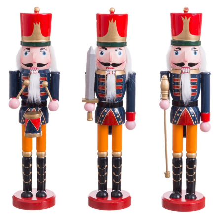 Craciun - Set 9 soldăței decorativi spărgătorul de nuci din lemn 38 cm