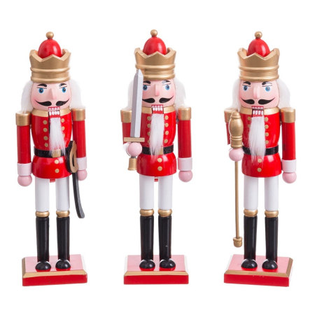 Craciun - Set 9 soldăței decorativi spărgătorul de nuci din lemn 30 cm