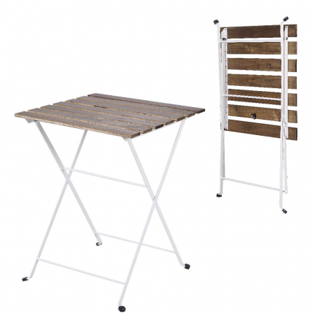 Masă și scaune pliabile Sirio alb – lemn acacia și metal pentru balcon [1]