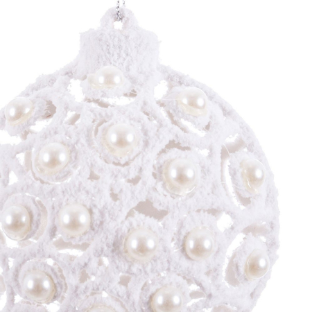 Globuri albe decorative perlate Crăciun Ixia [1]