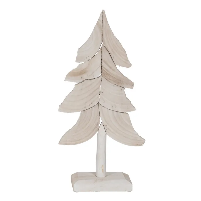 Copac - Set decor Craciun brazi lemn alb paulownia|Decoratiuni festive naturale