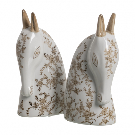 Figurine - Set figurine portelan alb-maro cu design natural|Decoruri rustice si moderne cu figurine elegante