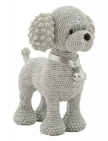 Obiecte decorative - Figurine decorative cățel din rășină argintii – imagine principală – Barboncino Sparky