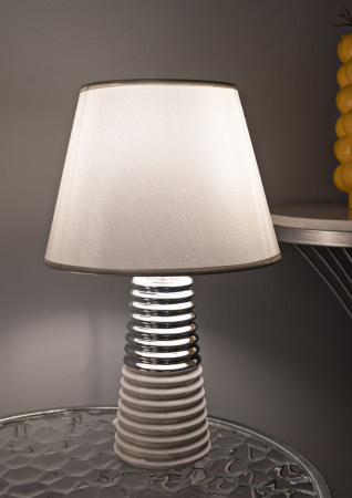 Lămpi de masă elegante din ceramică albă și argintie – imagine principală [4]