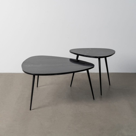 Masute Cafea - Set 2 măsuțe cafea marmură neagră metal minimalist modern