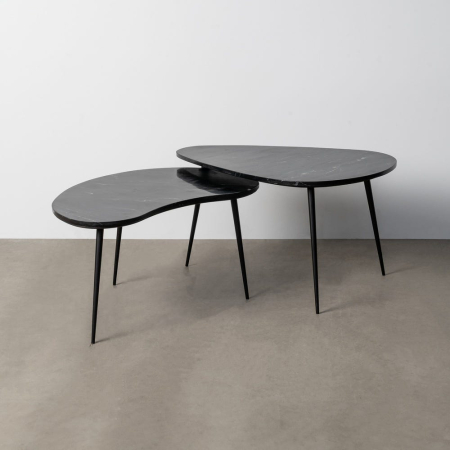 Masute Cafea - Set 2 măsuțe cafea marmură neagră metal modern lux